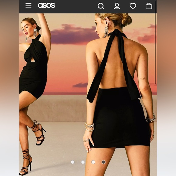 ASOS | Black multi-way Halter Cross Mini Dress - Picture 3 of 4